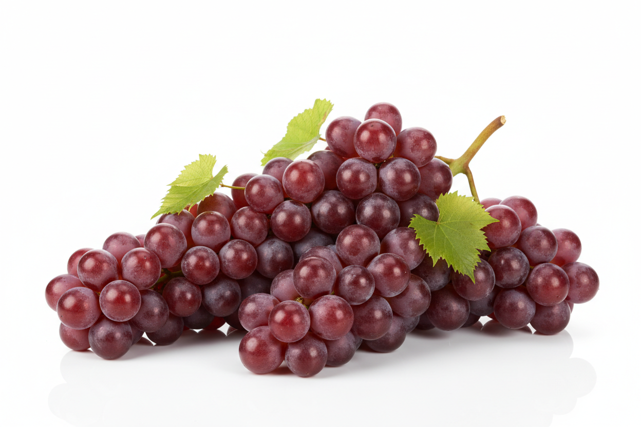 1 pound red grape with white background